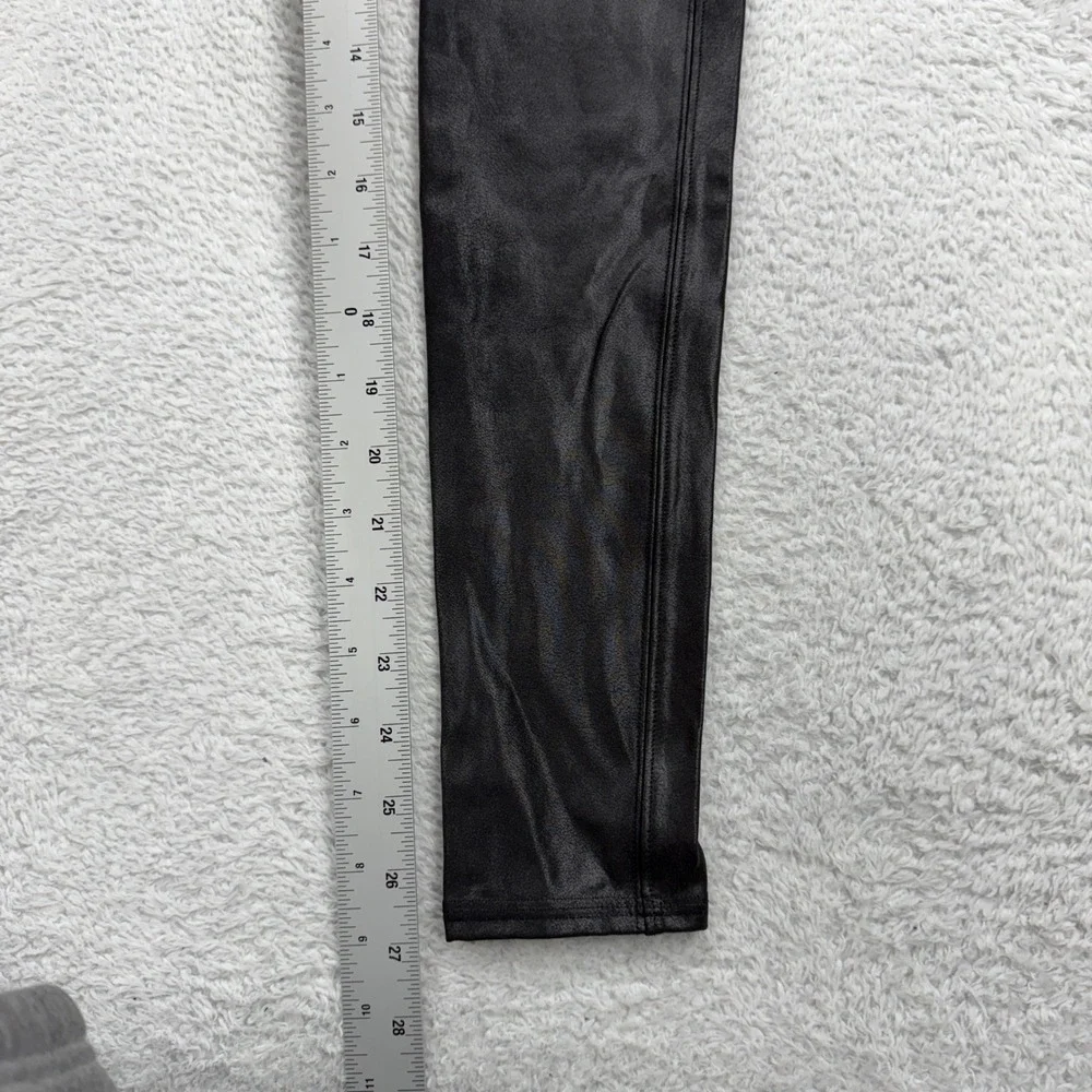 Spanx Faux Leather Leggings Black High Rise Tummy Control Medium M Slimming Moto